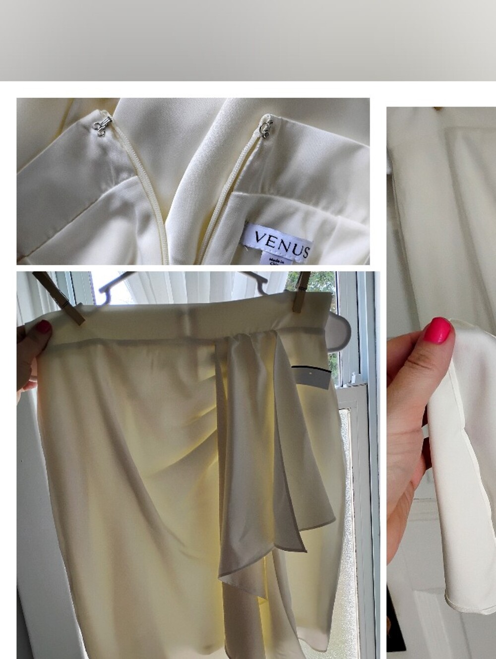 NWT white satin rouged elegant mini skirt